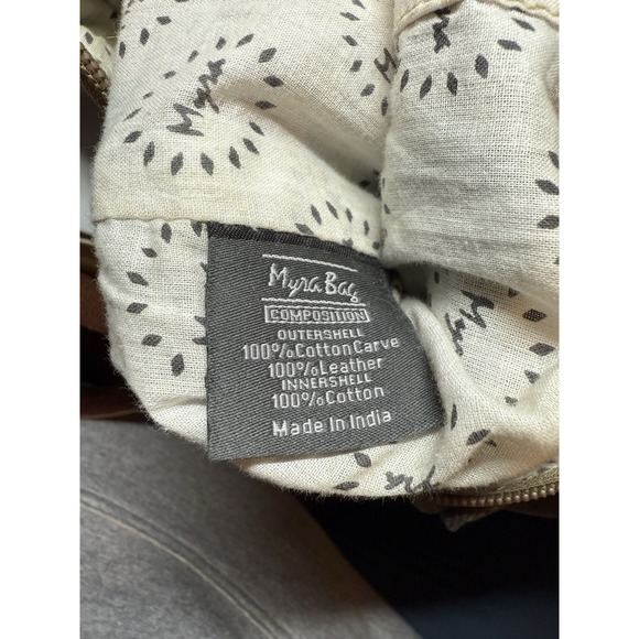 Myra Womens Quaint Canvas‎ Cow Hair Tote Bag Leather Strap Southwest Design - Picture 6 of 10